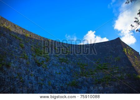 Smooth curve rampart and blue sky