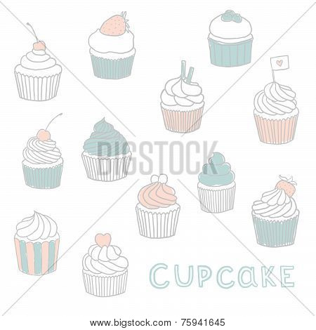 Cute Hand drawn cupcakes.