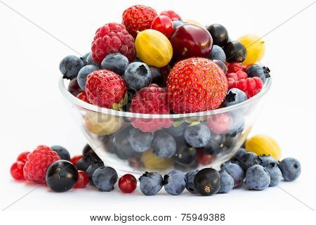 Berries in a glass cup
