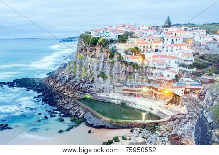 Azenhas do Mar village at dusk, Sintra Portugal