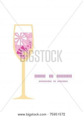 Vector pink abstract triangles wine glass silhouette pattern frame