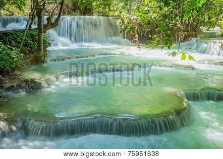 Kuang Si Waterfalls In Luang Prabang, Laos.
