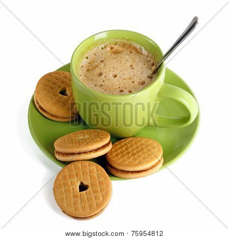 Cup of coffee with cookies