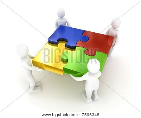 Puzzle sur fond blanc. rendu 3D de l'image
