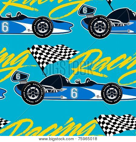 Open Wheel Racing Car Seamless Pattern