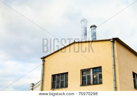 Urban Heating Station And Smoke From Chimneys