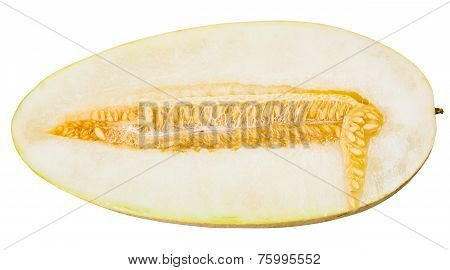 Half Of Uzbek-russian Melon Isolated On White