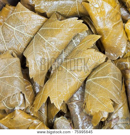 Caucasus Dolma From Pickled Vine Leaves And Mince