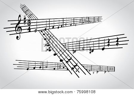 notes, stave, treble clef, composition, musical, pattern