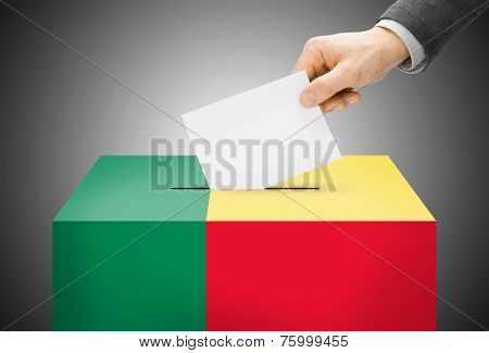 Voting Concept - Ballot Box Painted Into National Flag Colors - Benin