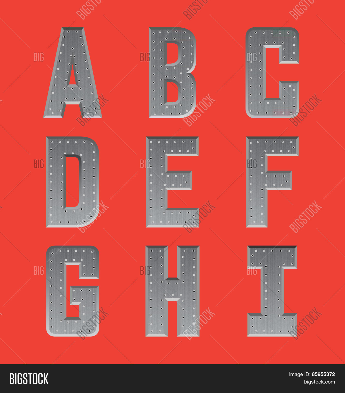Brushed Metal Font Vector & Photo (Free Trial) Bigstock