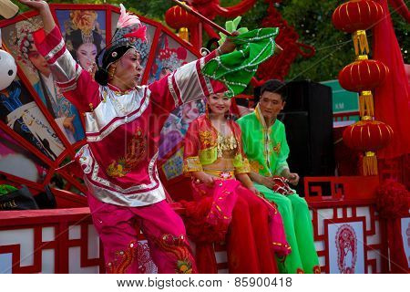 Chinese procession at the Carnaval International de Victoria in Seychelles