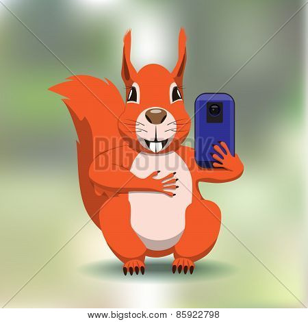 A squirrel with a smart phone