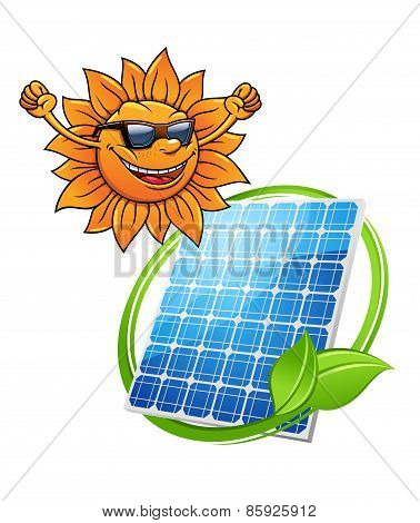 Happy sun with a photovoltaic cell