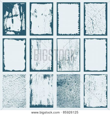 Grunge Texture Frames Backgrounds Set