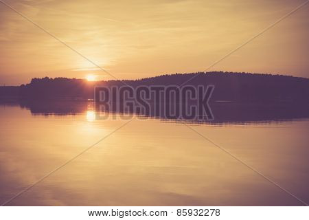 Vintage Photo Of Lake Sunset