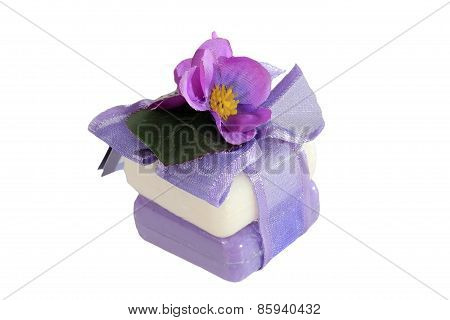 Herbs Soap From The Provence Isolated On White Background