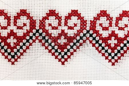 Ukrainian Towel Embroidered With A Cross, From Natural Fabrics And Embroidered  Handmade