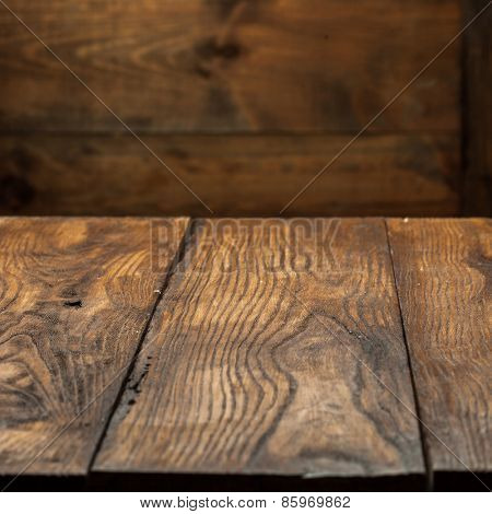 empty old wooden table top