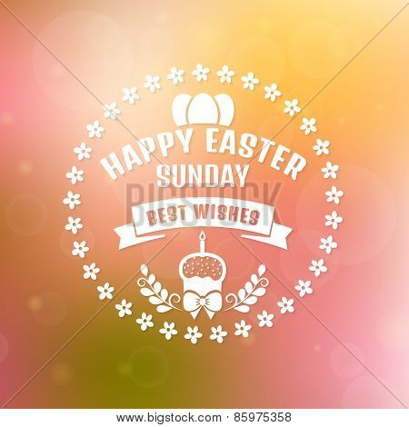 Happy Easter! Vector Card With Blurred Background.