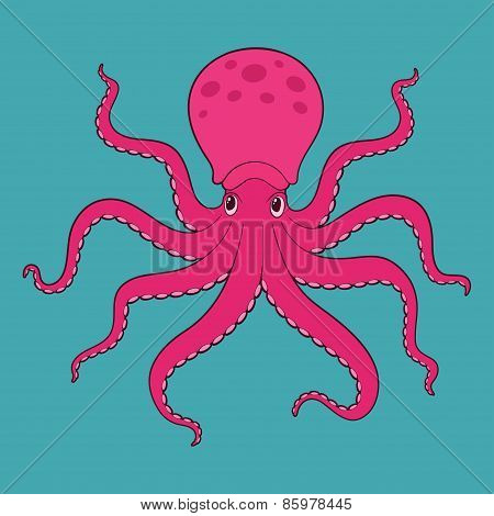 Purple cartoon octopus