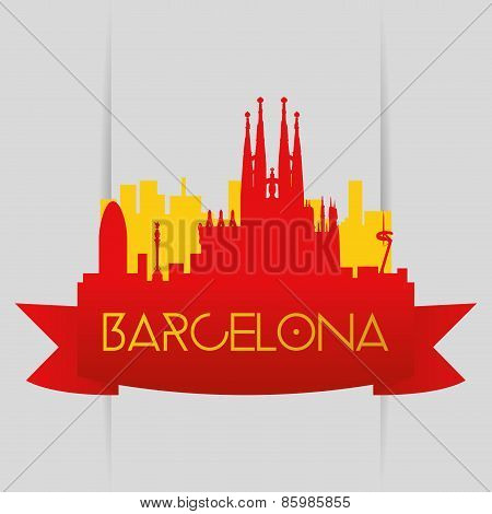 abels and backgrounds with famous places in barcelona and new york