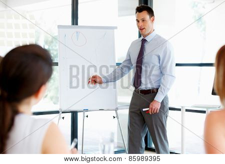 Businessman doing a presentaion in front of his collegues