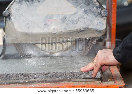 Workers Are Working, Cutting Marble Cutter