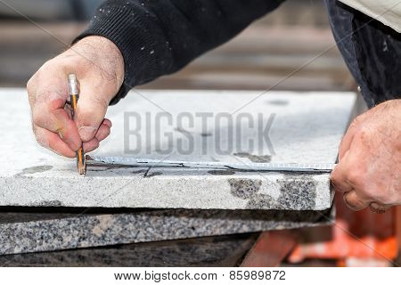 Workers Are Working, Cutting Marble Cutter