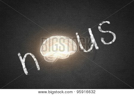 Word nous with brain instead of letter O