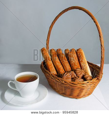 Basket With Bread And Sweet