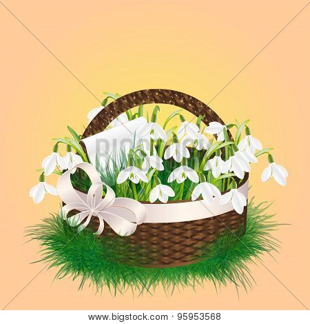 Spring bouquet of lilacs in a wicker basket