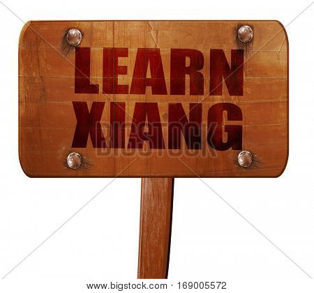 learn xiang, 3D rendering, text on wooden sign