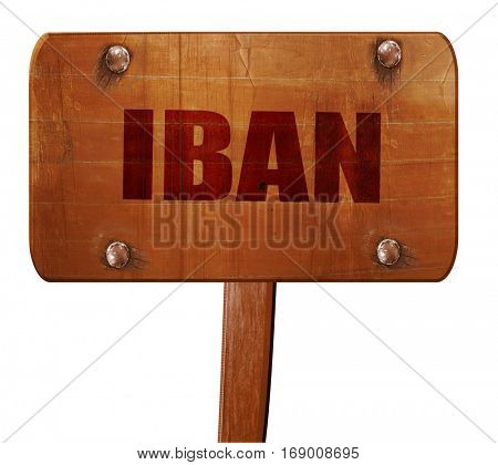 IBAN, 3D rendering, text on wooden sign