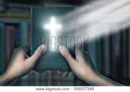 Magic Bible Book With Magic Cross Light