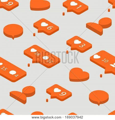 Like comment follower icons for social network. Abstract background. Seamless pattern. Vector 10 eps. Easy to edit. Fabric print in swatch.