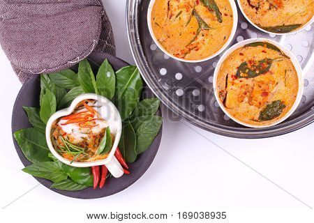 Streamed Fish Curry In Heart-shaped Cup .