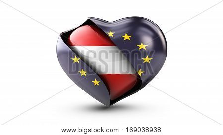3d Illustration of EU Flag and flag of Austia, isolated white