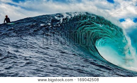 Big Wave Surfer at Shipstern Bluff, Tasmania
