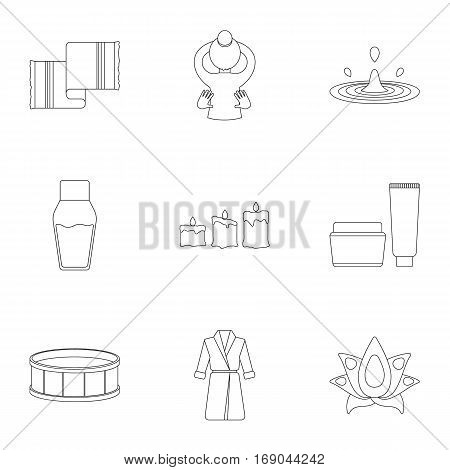 Spa set icons in outline style. Big collection of spa vector symbol stock