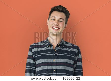 Portrait of Young Adult Caucasian Man Smiling Isolated