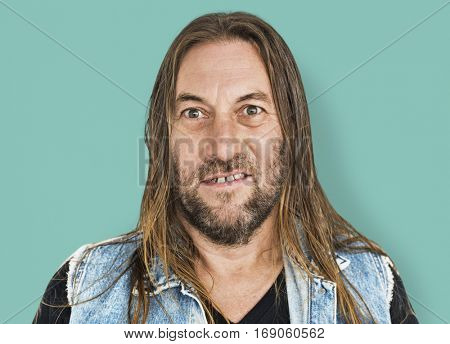 Man Long Hair Hairstyle Smiling Sneer Portrait Concept