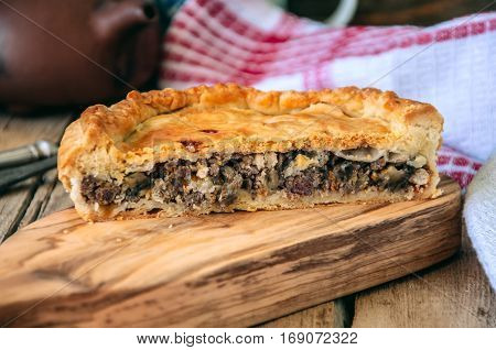 Flacky Dough Pie With Meat And Vegetables