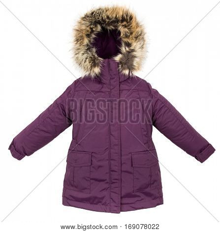 Childrens Women winter jacket isolated on white background.