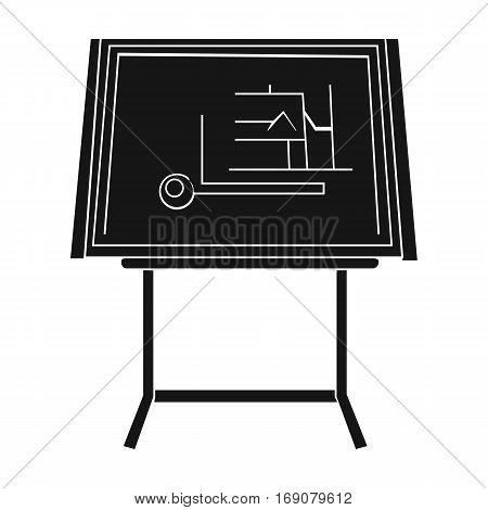 Drawing board icon in monochrome design isolated on white background. Architect symbol stock vector illustration.