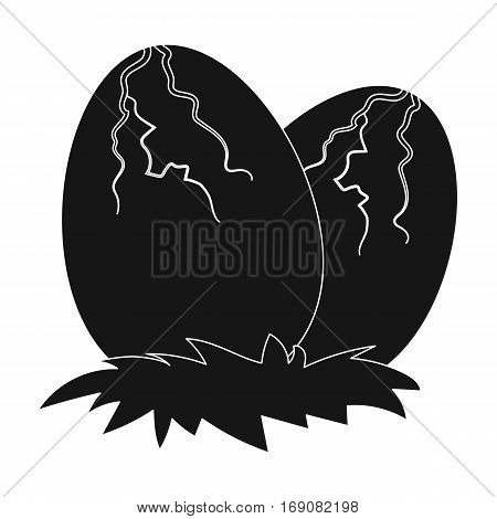 Eggs of dinosaur icon in black design isolated on white background. Dinosaurs and prehistoric symbol stock vector illustration.