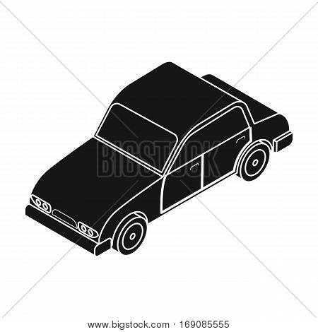Car icon in black design isolated on white background. Transportation symbol stock vector illustration.