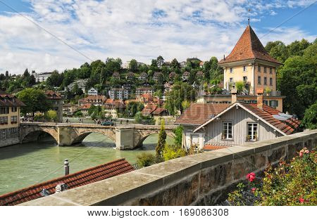 Picturesque View Of Bern Old City And Aare River