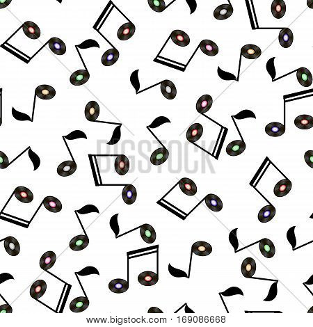 Musical Notes Seamless Pattern on White Background