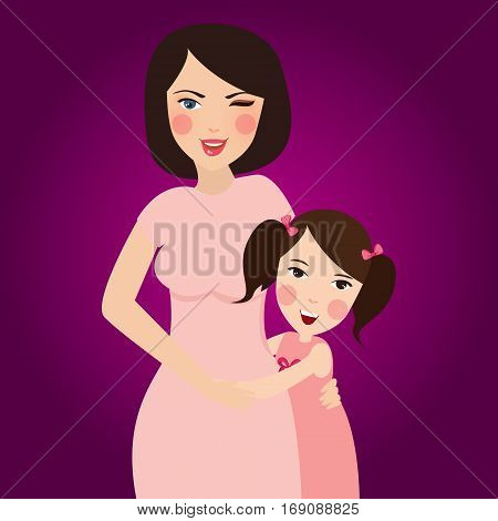 mom love her daughter hug in a portrait smile beautiful relationship vector